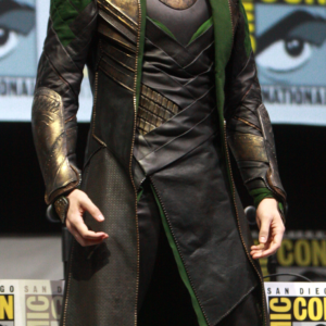 Tom Hiddleston smiling in his Loki costume at San Diego Comic-Con in 2013