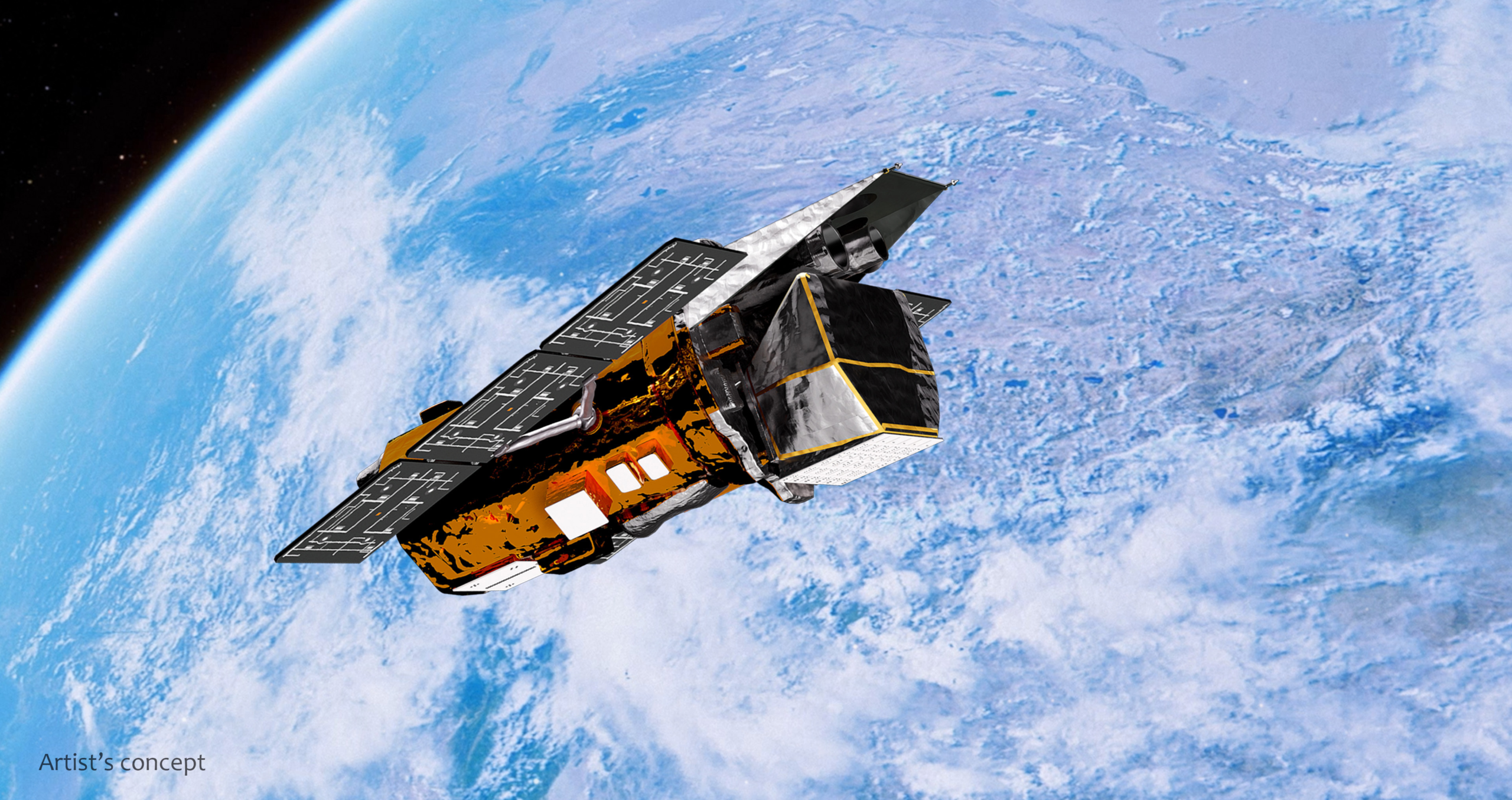 Artist’s concept of NASA’s Neil Gehrels Swift Observatory orbiting above Earth